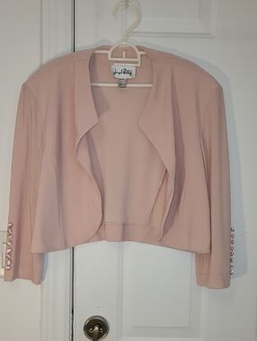 Joseph Ribkoff Pale Pink Cropped Open-Front Blazer
